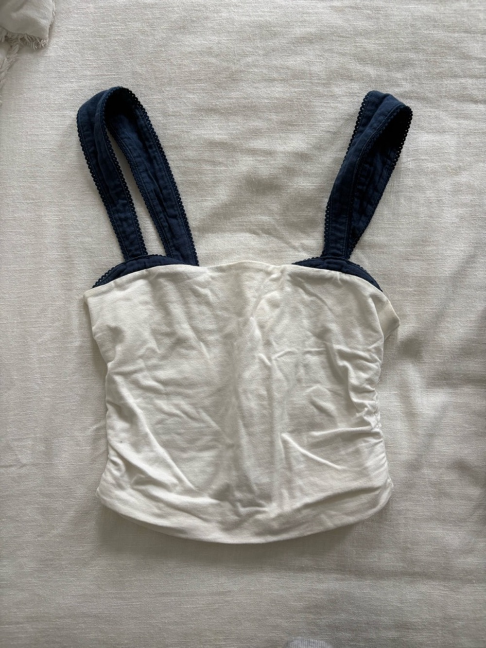 Free People White Tank with Navy Straps